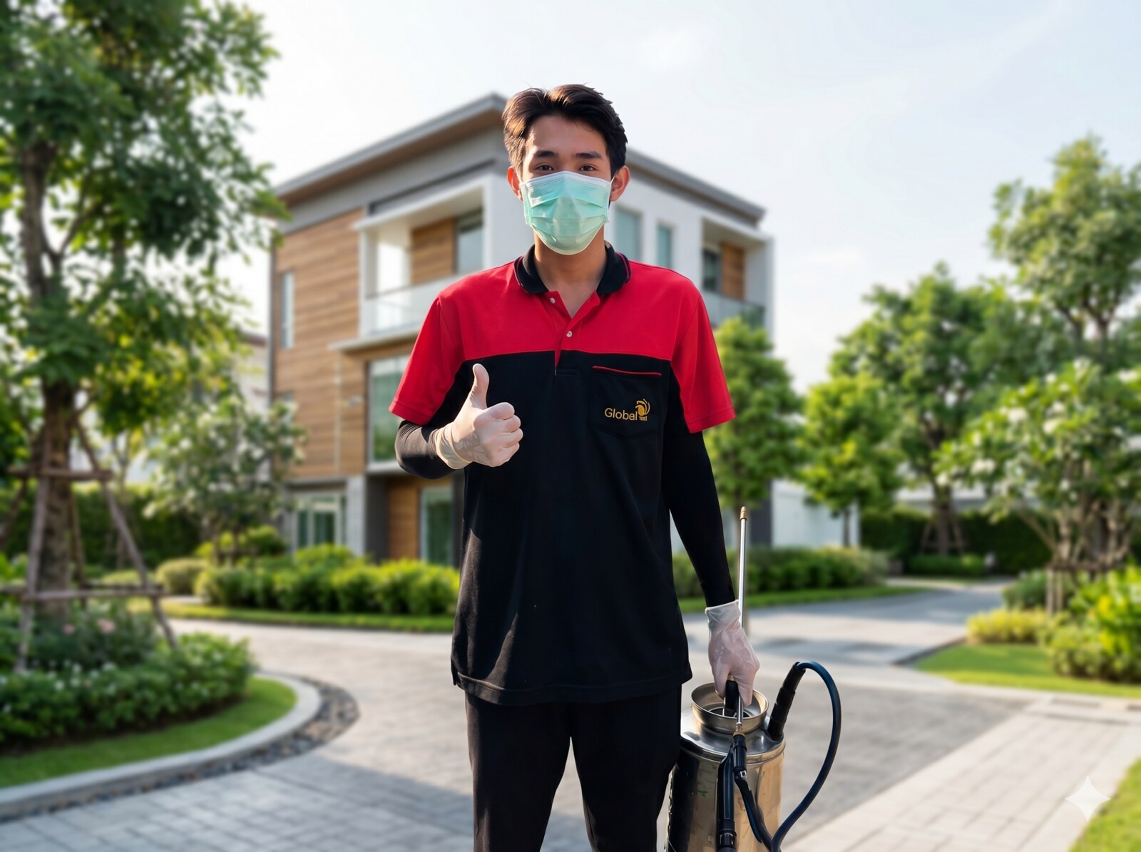 ทีมช่างผู้เชี่ยวชาญตรวจสอบและฉีดป้องกันปลวกบริเวณบ้านพักอาศัย